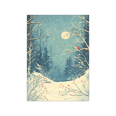 Red Bird in Snowy Forest